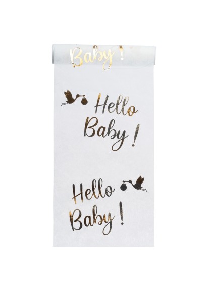 ELEGANCE TABLE RUNNER METAL GOLD HELLO BABY 28CM X 5M