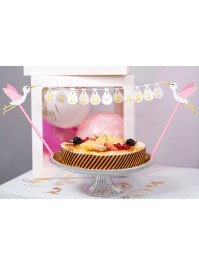 CAKE TOPPER PINK/WHITE HELLO BABY 27CM X 16CM