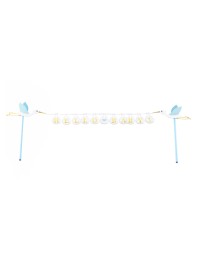 CAKE TOPPER BLUE/WHITE HELLO BABY 27CM X 16CM