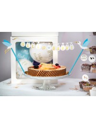 CAKE TOPPER BLEU/BLANC HELLO BABY 27CM X 16CM