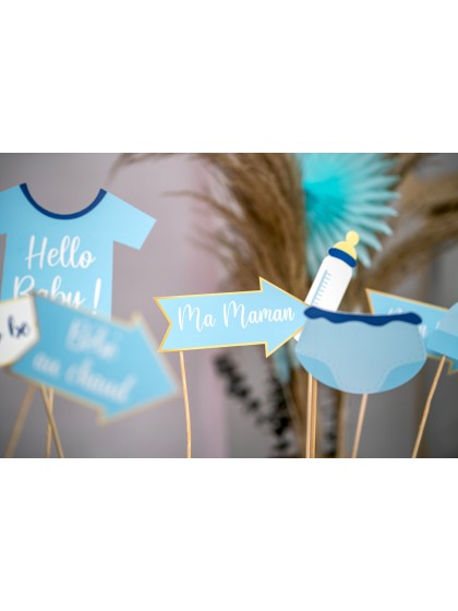 KIT PHOTO BOOTH BABY SHOWER BOY 11PCS- FRENCH/ENGLISH 