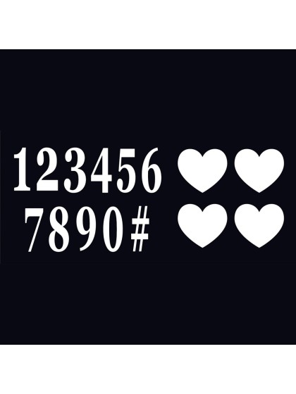 SET 12 WHITE ADHESIVE LETTERS + 4 HEARTS 7.5CM