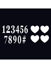 SET 12 WHITE ADHESIVE LETTERS + 4 HEARTS 7.5CM