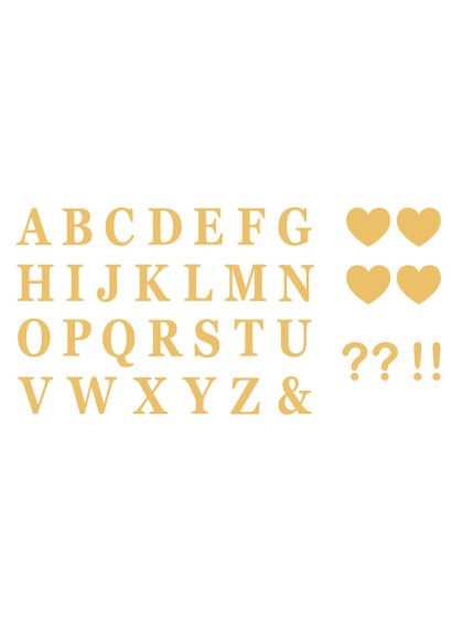 SET DE 48 LETTRES ADHESIVES + 4 COEURS + 2 ? +2 ! OR 7.5CM