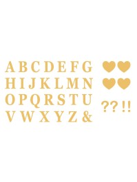 SET DE 48 LETTRES ADHESIVES + 4 COEURS + 2 ? +2 ! OR 7.5CM