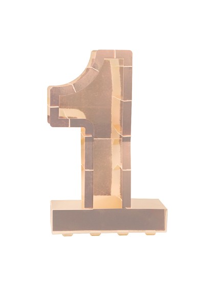 STRUKTUR BALLON ZAHLE 1 GOLD ROSA 26.5CM X 14CM X 63.5CM