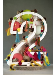 STRUKTUR BALLON ZAHLE 2 WEISS 38CM X 14CM X 63.5CM