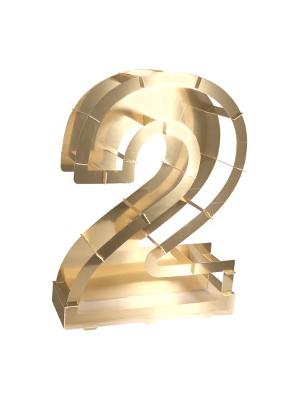 BALLOON FRAME NUMBER 2 GOLD 38CM X 14CM X 63.5CM