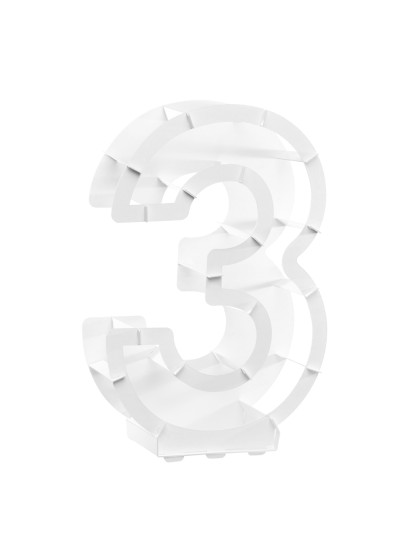 BALLOON FRAME NUMBER 3 WHITE 41.5CM X 14CM X 63.5CM