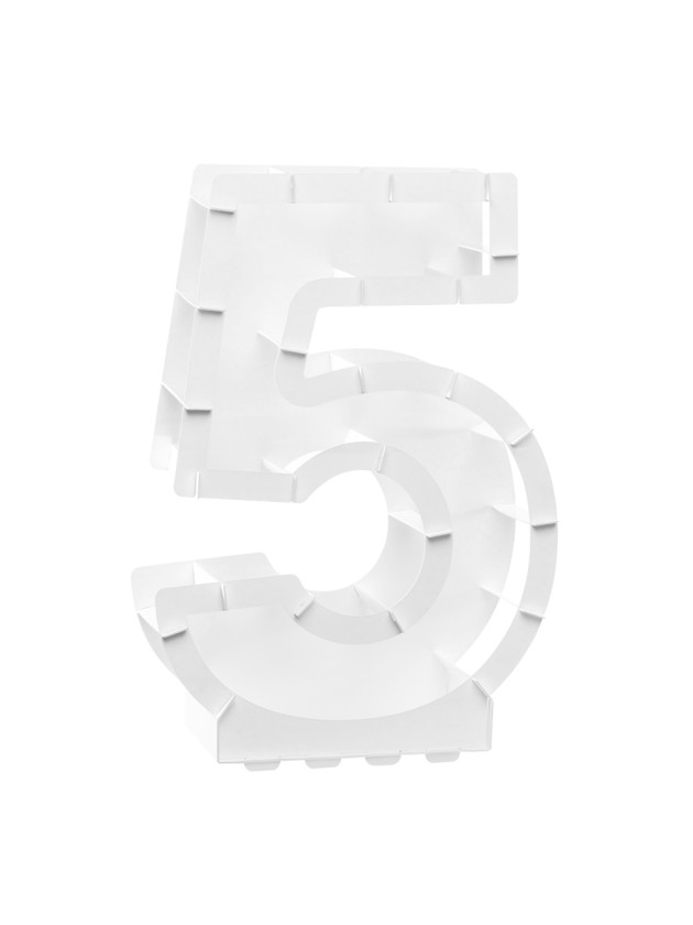 STRUCTURE BALLON CHIFFRE 5 BLANC 40CM X 14CM X 63.5CM