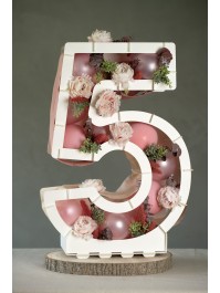 STRUKTUR BALLON ZAHLE 5 WEISS 40CM X 14CM X 63.5CM