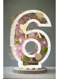 STRUKTUR BALLON ZAHLE 6 WEISS 40CM X 14CM X 63.5CM