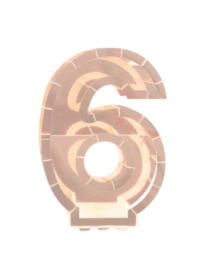 BALLOON FRAME NUMBER 6 PINK GOLD 40CM X 14CM X 63.5CM