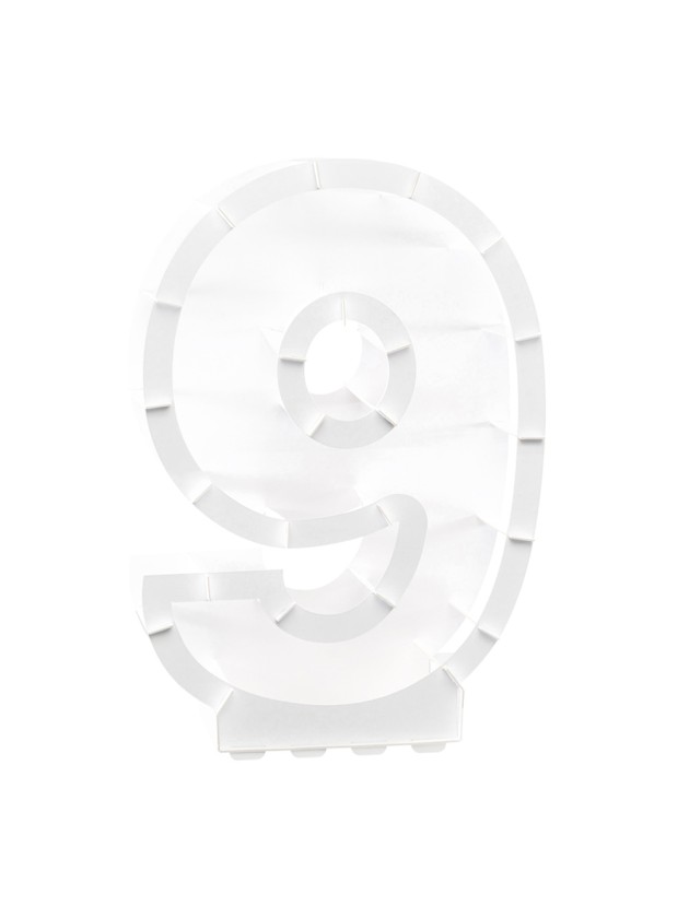 STRUCTURE BALLON CHIFFRE 9 BLANC 41.5CM X 14CM X 63.5CM
