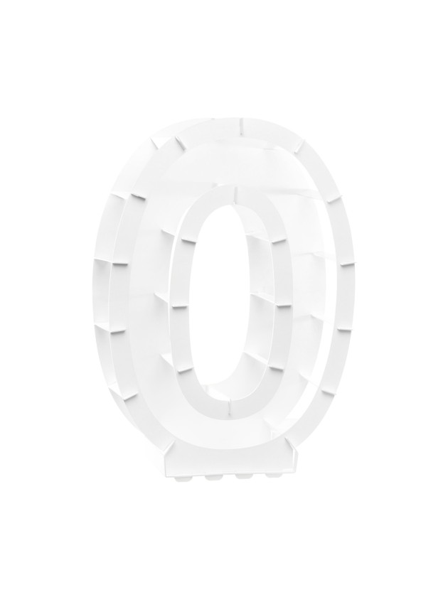 STRUCTURE BALLON CHIFFRE 0 BLANC 43.5CM X 14CM X 63.5CM