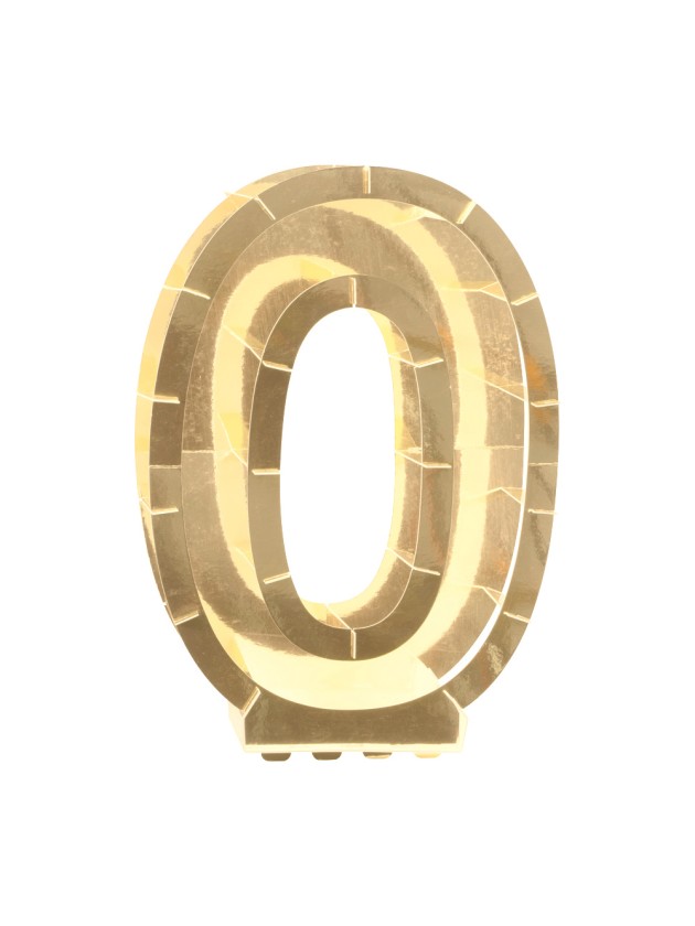 BALLOON FRAME NUMBER 0 GOLD 43.5CM X 14CM X 63.5CM