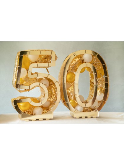 STRUKTUR BALLON ZAHLE 0 GOLD 43.5CM X 14CM X 63.5CM
