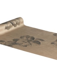 TISCHLÄUFER SAMT MOKKA BEDRUCKT BLUMEN 28CM X 3M