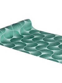 TISCHLÄUFER SAMT GRÜN MALACHITE BEDRUCKT GINKGO 28CM X 3M