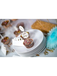 SET 6 PICS CUP CAKE HELLO BABY -2 ASS 4CM X 8.5CM
