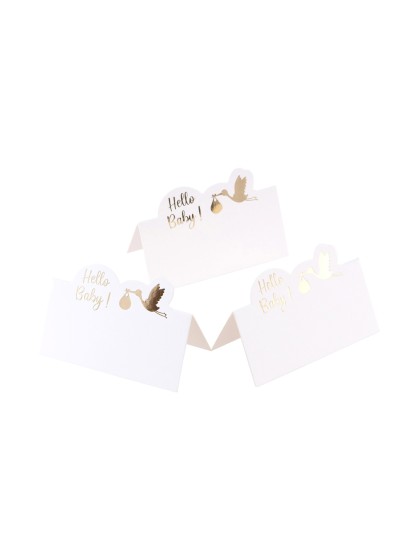 SET 6 TABLE PLACE CARDS HELLO BABY 8CM X 5.5CM