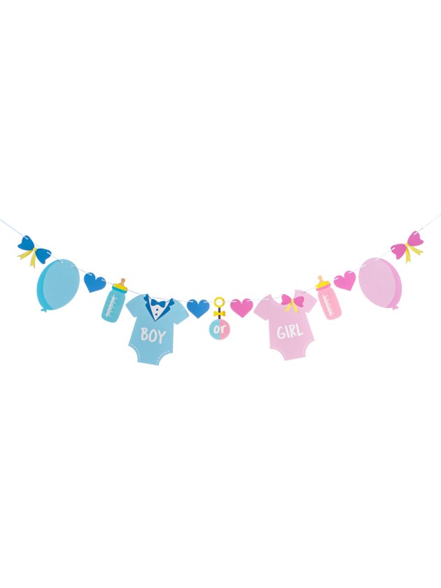 GUIRLANDE GENDER REVEAL BOY OR GIRL 2M X 21CM