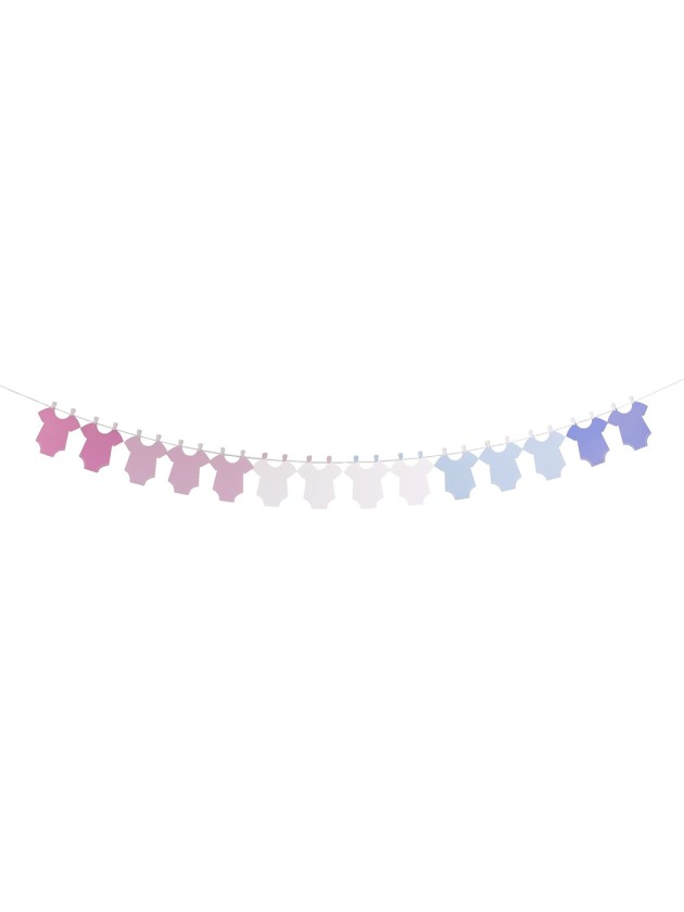 GUIRLANDE PERSONNALISABLE GENDER REVEAL ROSE/BLANC/BLEU 3M X 23CM