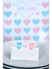 SET 6 TABLE PLACE CARDS BOY OR GIRL 8CM X 5.5CM