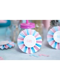 LOT 6 BADGES + 12 STICKERS BOY / GIRL DIA 8CM