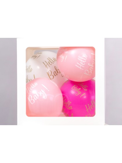 BEUTEL 6 BALLONS LATEX ROSA HELLO BABY DIA 27CM