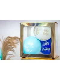 BAG OF 6 BLUE LATEX BALLOONS HELLO BABY DIA 27CM