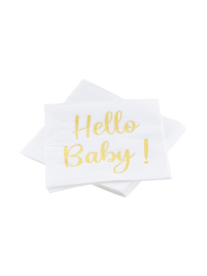 PAQUET 20 SERVIETTES HELLO BABY 3 PLIS 33CM X 33CM
