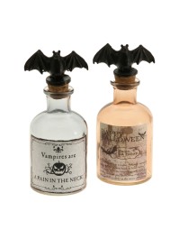 BOUTEILLE HALLOWEEN AVEC CAPUCHON CHAUVE SOURIS - 2 ASS DIA 5.5CM X 14.5CM