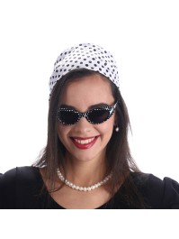 SET 50ER JAHRE WEISS POIS SCHWARZ 4 TEILE Einheitsgröße