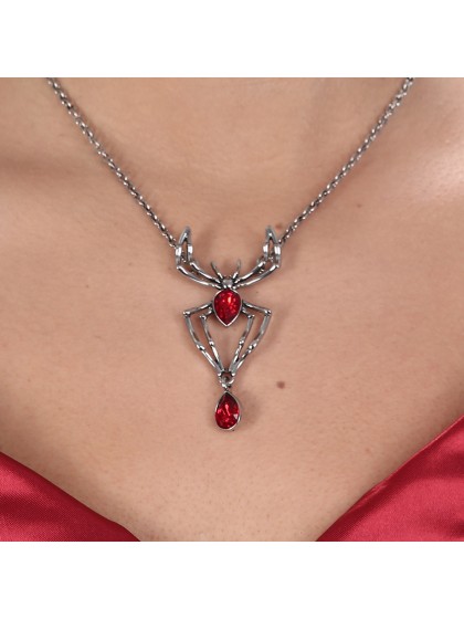 COLLIER ARAIGNEE PIERRE ROUGE 
