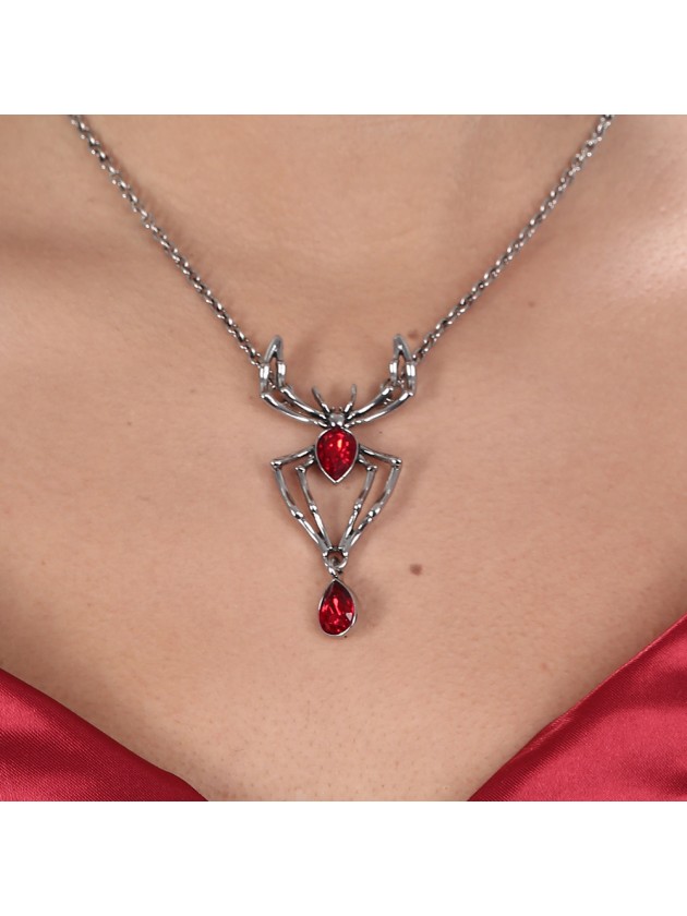COLLIER ARAIGNEE PIERRE ROUGE 