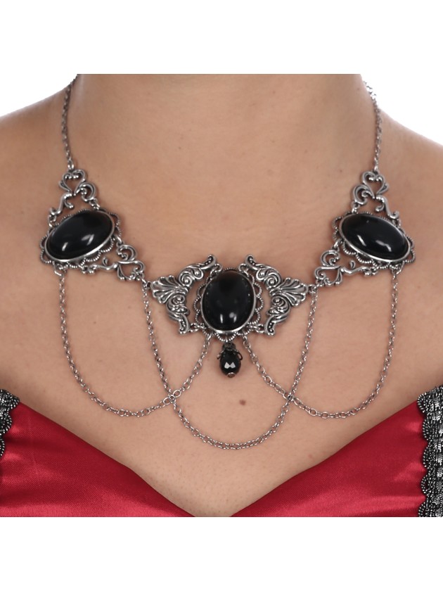 GOTHIC BLACK CHOKER NECKLACE BLACK RHINESTONE 