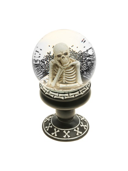 SNOWGLOBE THINKING SKELETON DIA 10CM X 18CM