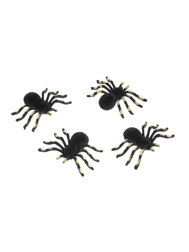 SET 4 SPINNEGEFLÖCKT PAILLETTEN GOLD 10CM X 7.6CM X 2.7CM