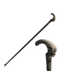 SILVER ALIEN SKULL CANE 93CM