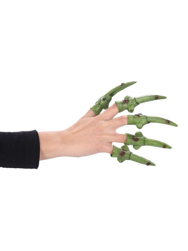 BAG OF 5 WITCH LATEX GREEN FINGERS 11CM X 4CM X 2.5CM HT