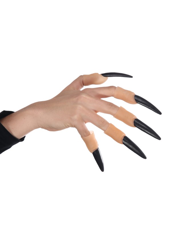LOT 10 DOIGTS AVEC ONGLES NOIRS LATEX SORCIERE 8.5CM X 2CM X 2CM