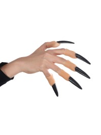 LOT 10 DOIGTS AVEC ONGLES NOIRS LATEX SORCIERE 8.5CM X 2CM X 2CM
