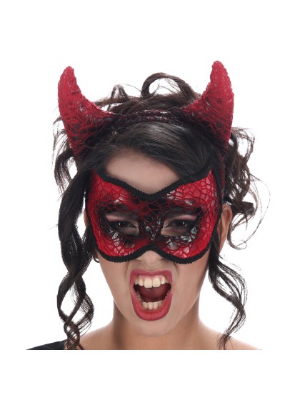 SET TEUFELEINEN 2 TEILE: HAARREIF HÖRNER + MASKE Einheitsgröße