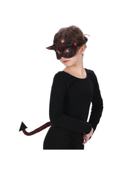 SET TEUFELEINEN - 2 PCS MASKE UND SCHWANZ Einheitsgröße
