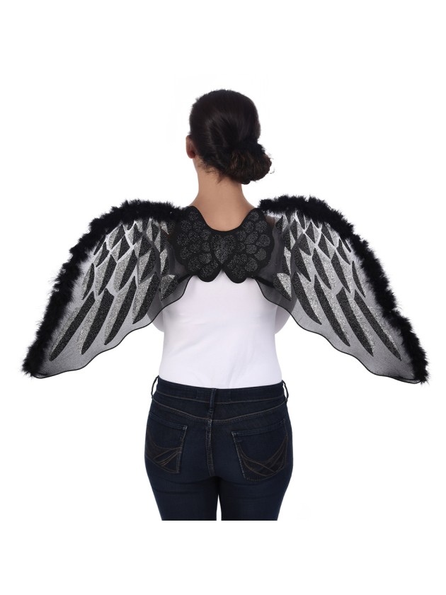 AILES D\'ANGE NOIR ARGENT 43CM X 1M