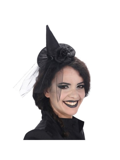 MINI SATIN WITCH HAT HEADBAND 