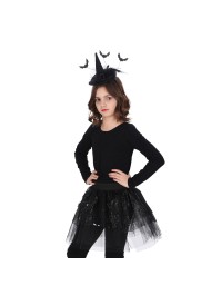 KIT 2 PIECES JUPE ET COIFFE CHAPEAU SORCIERE NOIRE TU