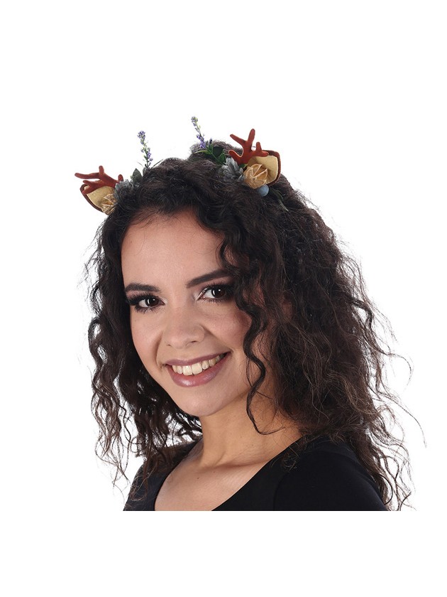 BROWN/GREEN HEADBAND DEER HORNS 