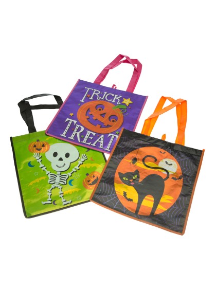 NON WOVEN TRICK OR TREAT BAG - 3 ASS 30CM X 33CM